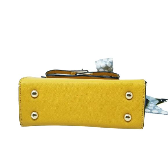 Yellow Scarf Top Handle Mini Satchel  wallet set - Picture 5 of 11